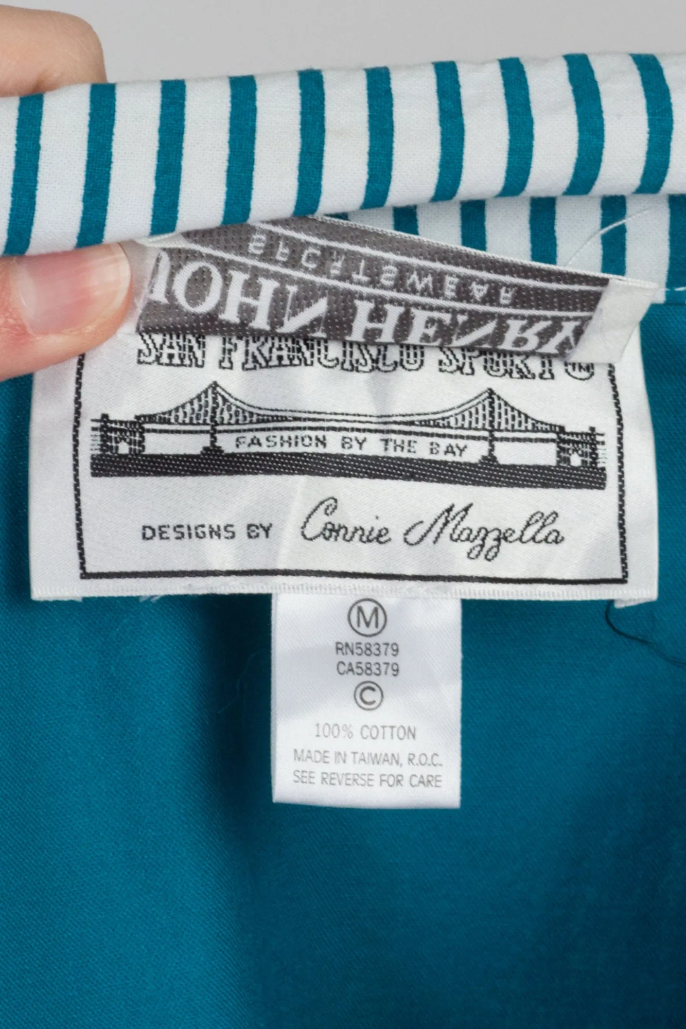 80s Teal Striped Windbreaker - Medium