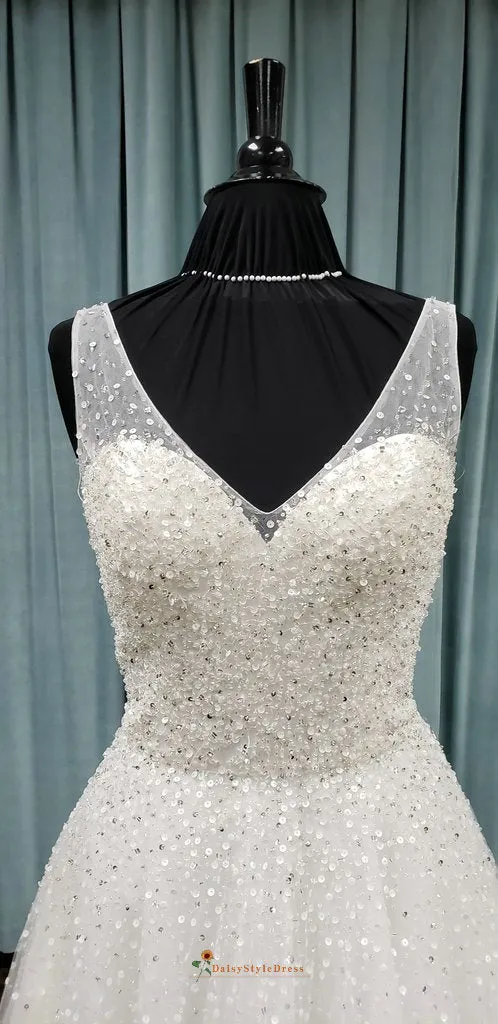 A line Summer Beaded Wedding Dress
