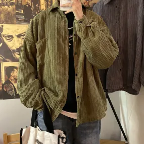 Advbridge hipster INS Japanese Style Loose Men's and Women's Corduroy Long-Sleeved Shirt Versatile Shirt Jacket