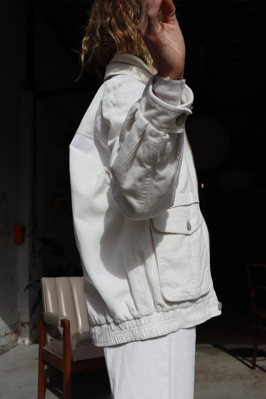 Alfred Corduroy Bomber Jacket Ivory