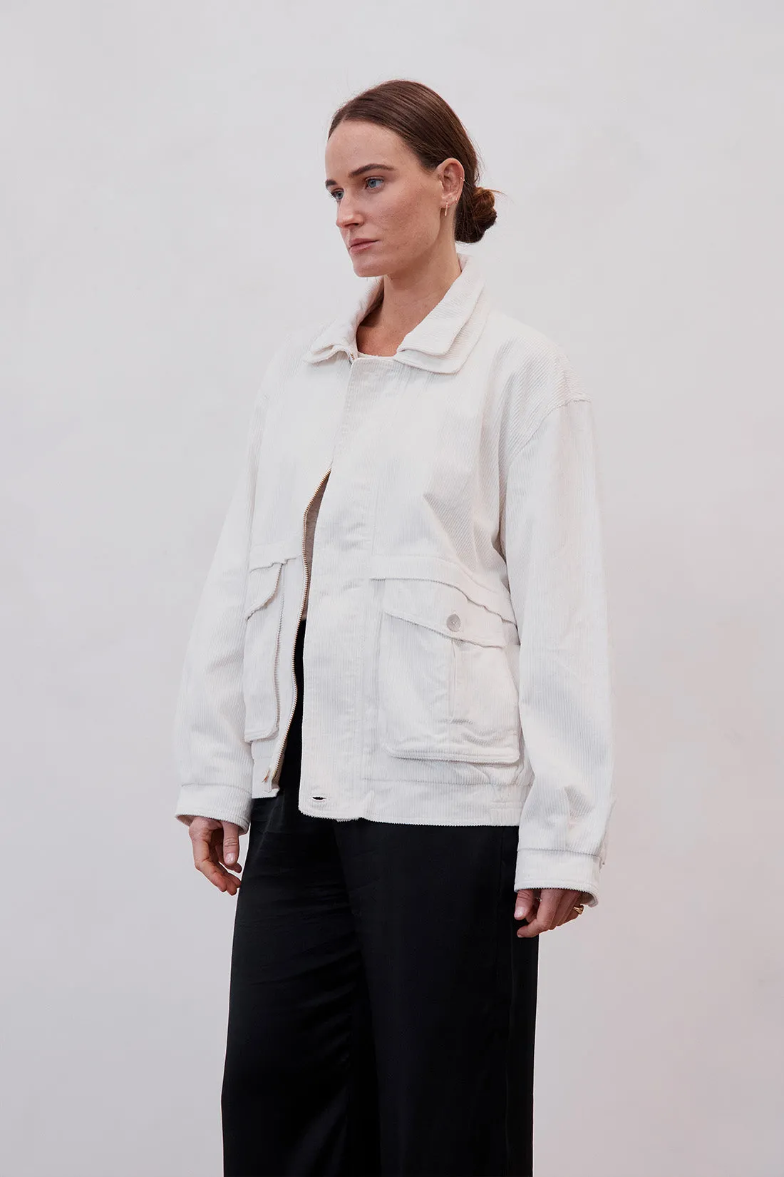 Alfred Corduroy Bomber Jacket Ivory