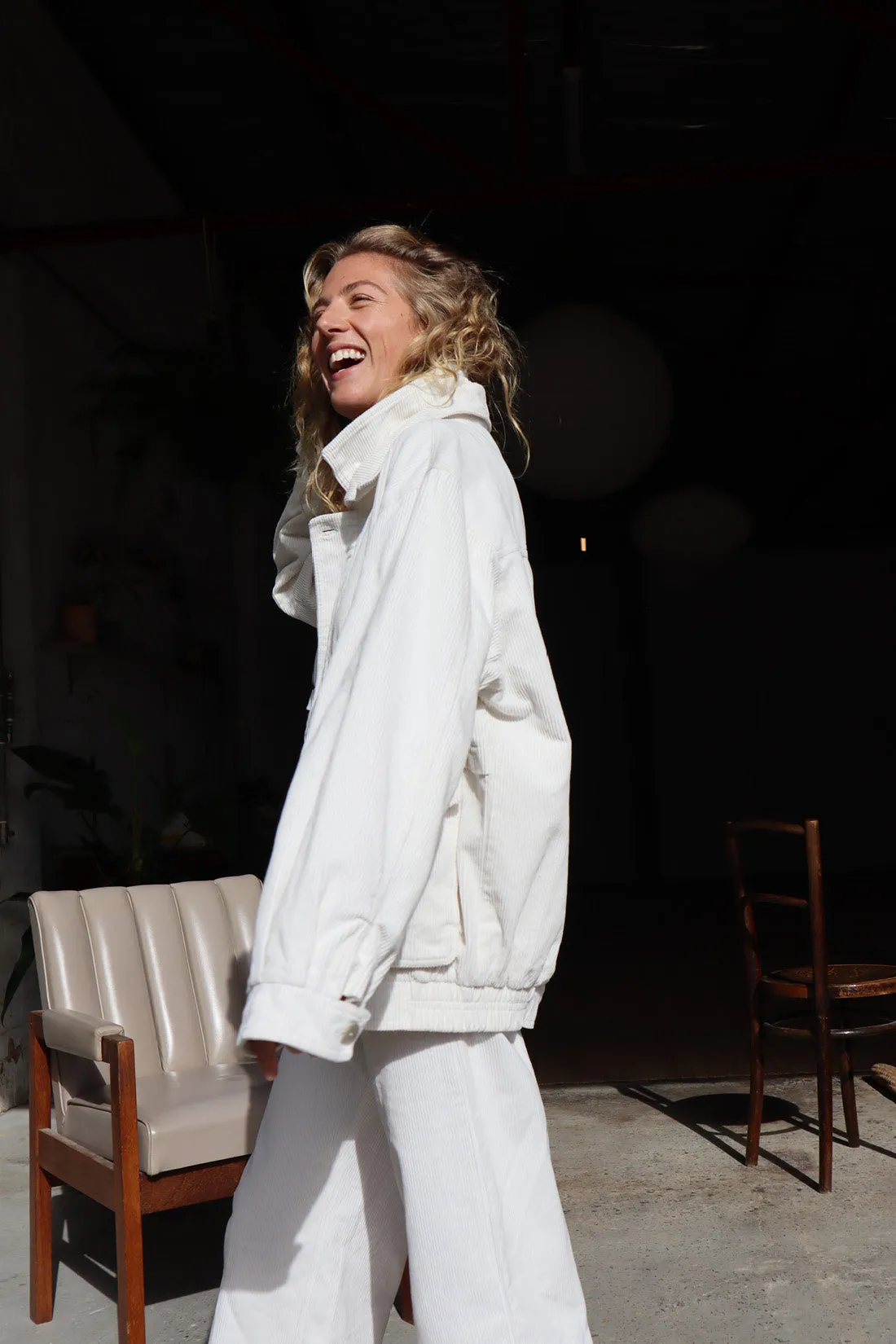 Alfred Corduroy Bomber Jacket Ivory