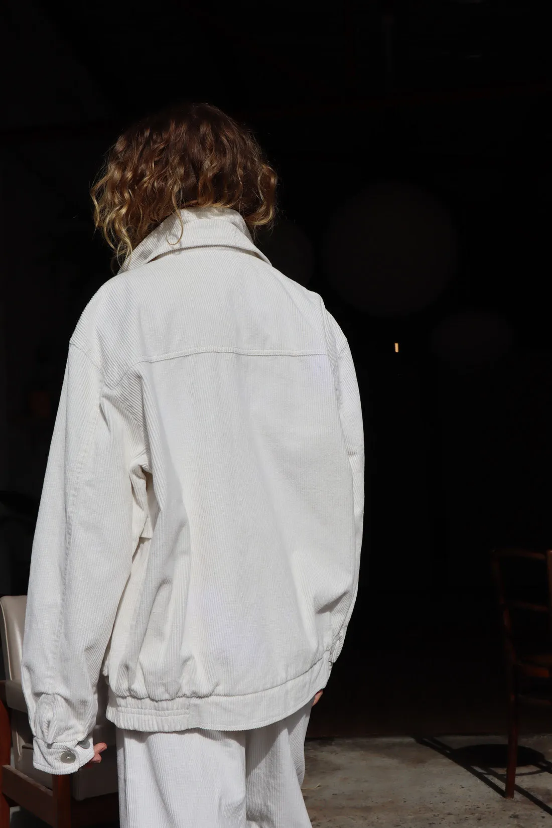 Alfred Corduroy Bomber Jacket Ivory