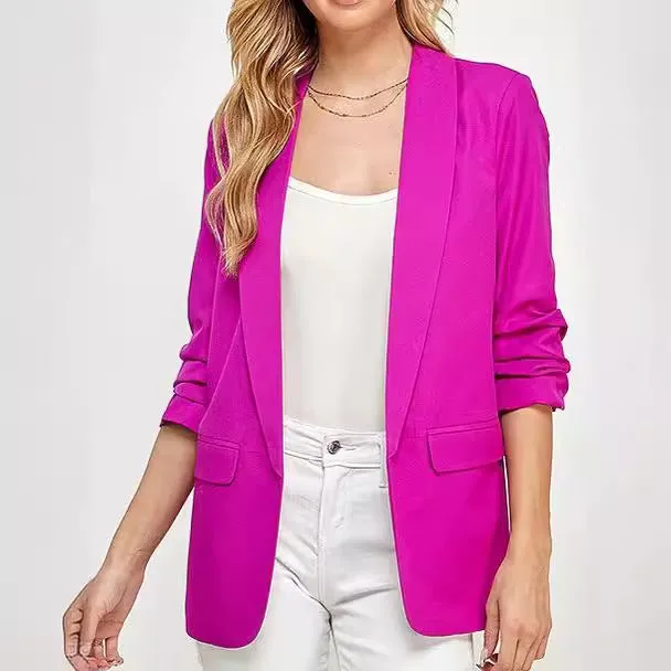 Amozae business casual outfits Middle East Long-Sleeved Women's Clothing Autumn and Winter Solid Color Lapel Small Suit Temperament Commuter Jacket