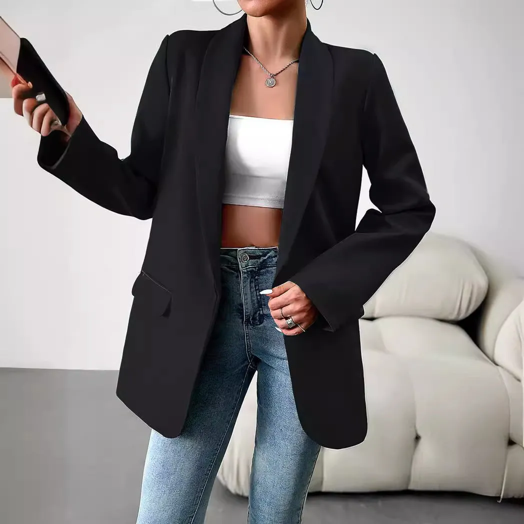 Amozae business casual outfits Middle East Long-Sleeved Women's Clothing Autumn and Winter Solid Color Lapel Small Suit Temperament Commuter Jacket
