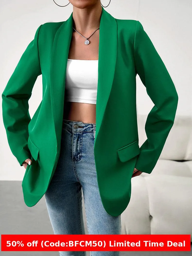 Amozae business casual outfits Middle East Long-Sleeved Women's Clothing Autumn and Winter Solid Color Lapel Small Suit Temperament Commuter Jacket