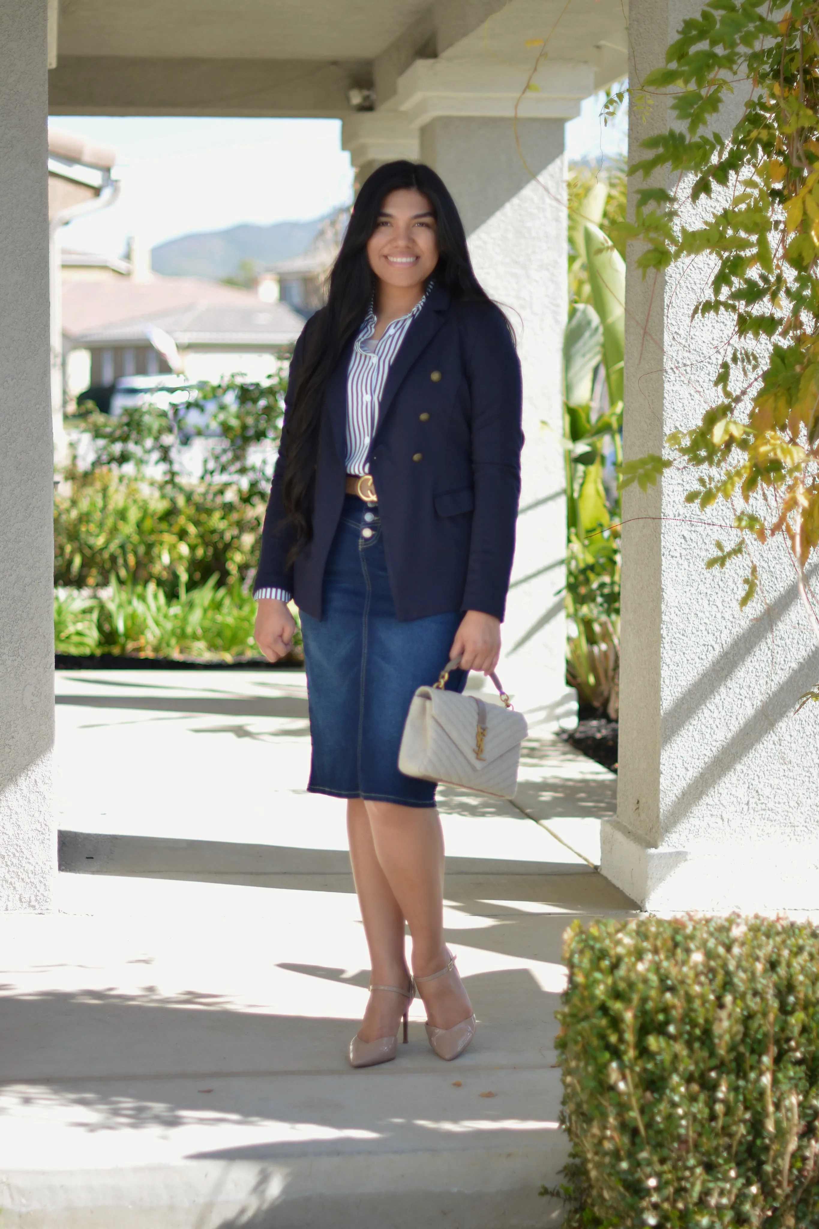 Avalyn Navy Striped Top