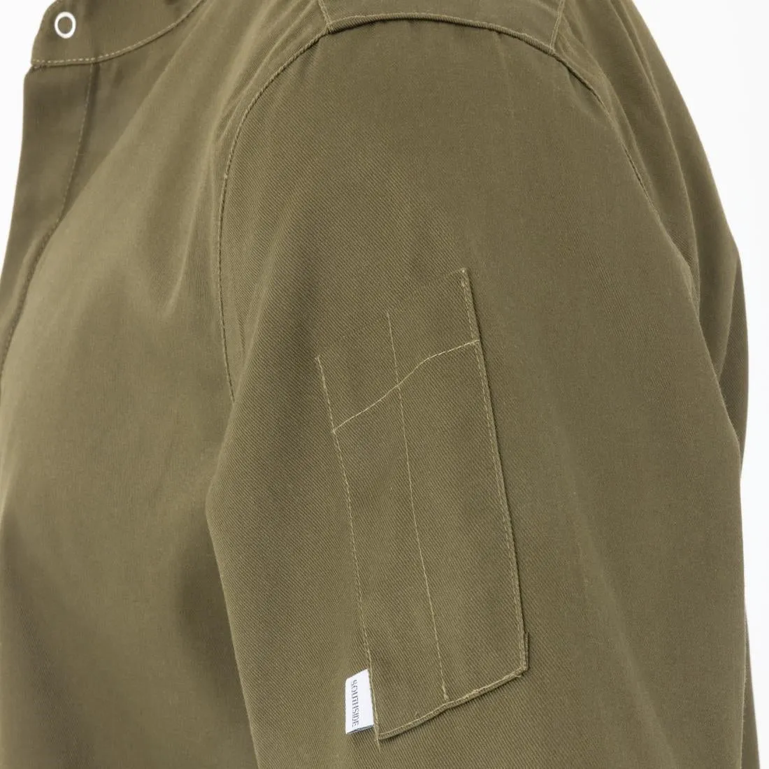 BA001-M Southside Band Collar Chef Jacket Khaki Size M