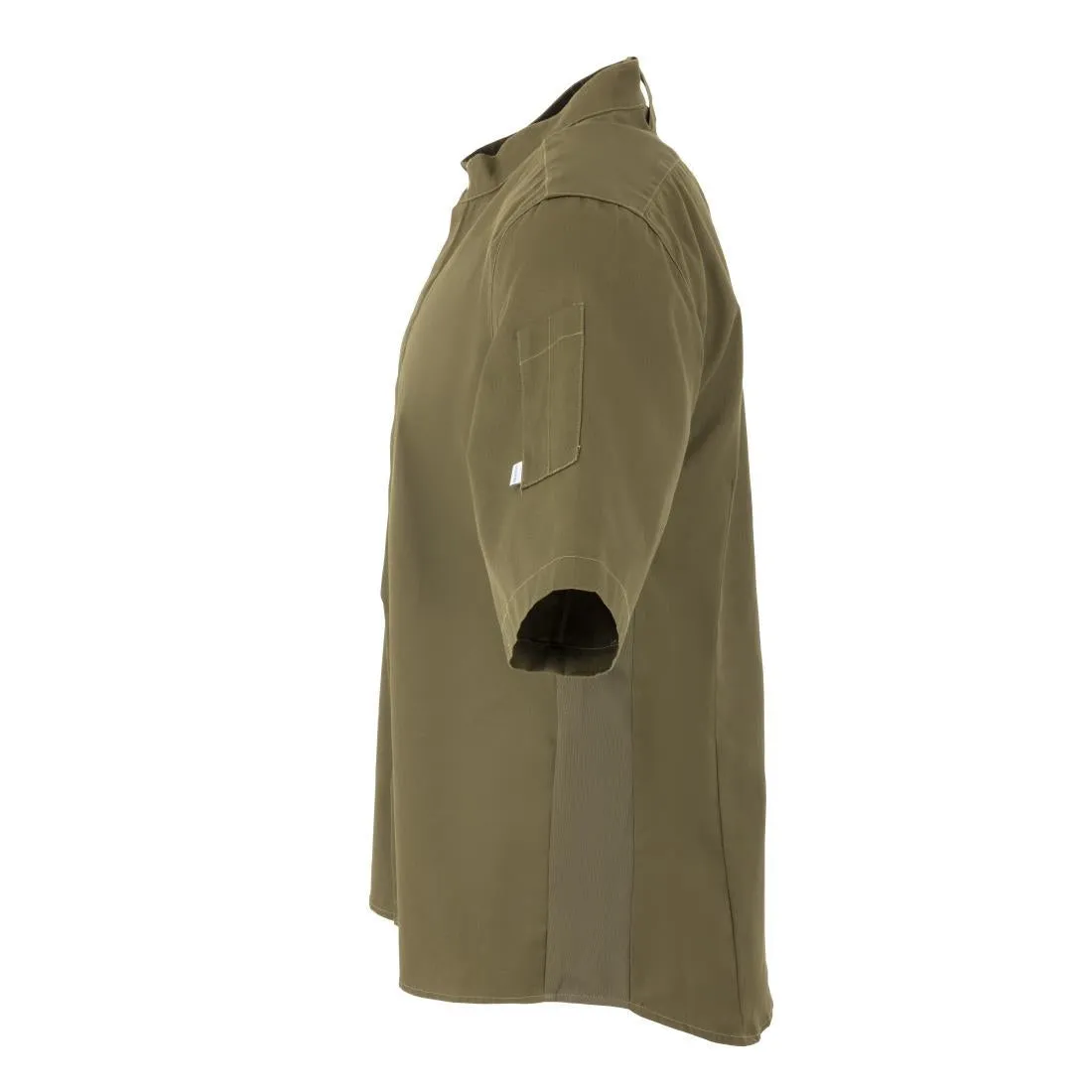 BA001-M Southside Band Collar Chef Jacket Khaki Size M