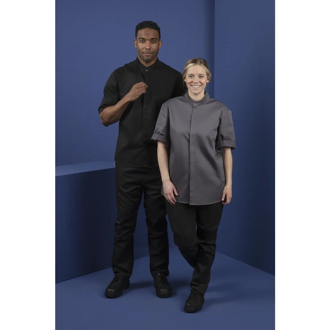 BB711-XL Southside Band Collar Chefs Jacket Black Size XL