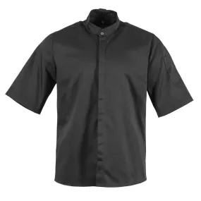 BB711-XL Southside Band Collar Chefs Jacket Black Size XL