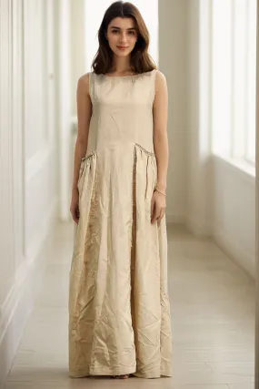 Beige Loose-Fitting Sleeveless Summer dress C259