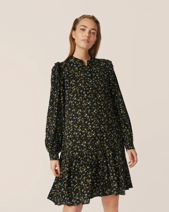 Bellaris Jalina Shirt Dress Aop - Black Flowers