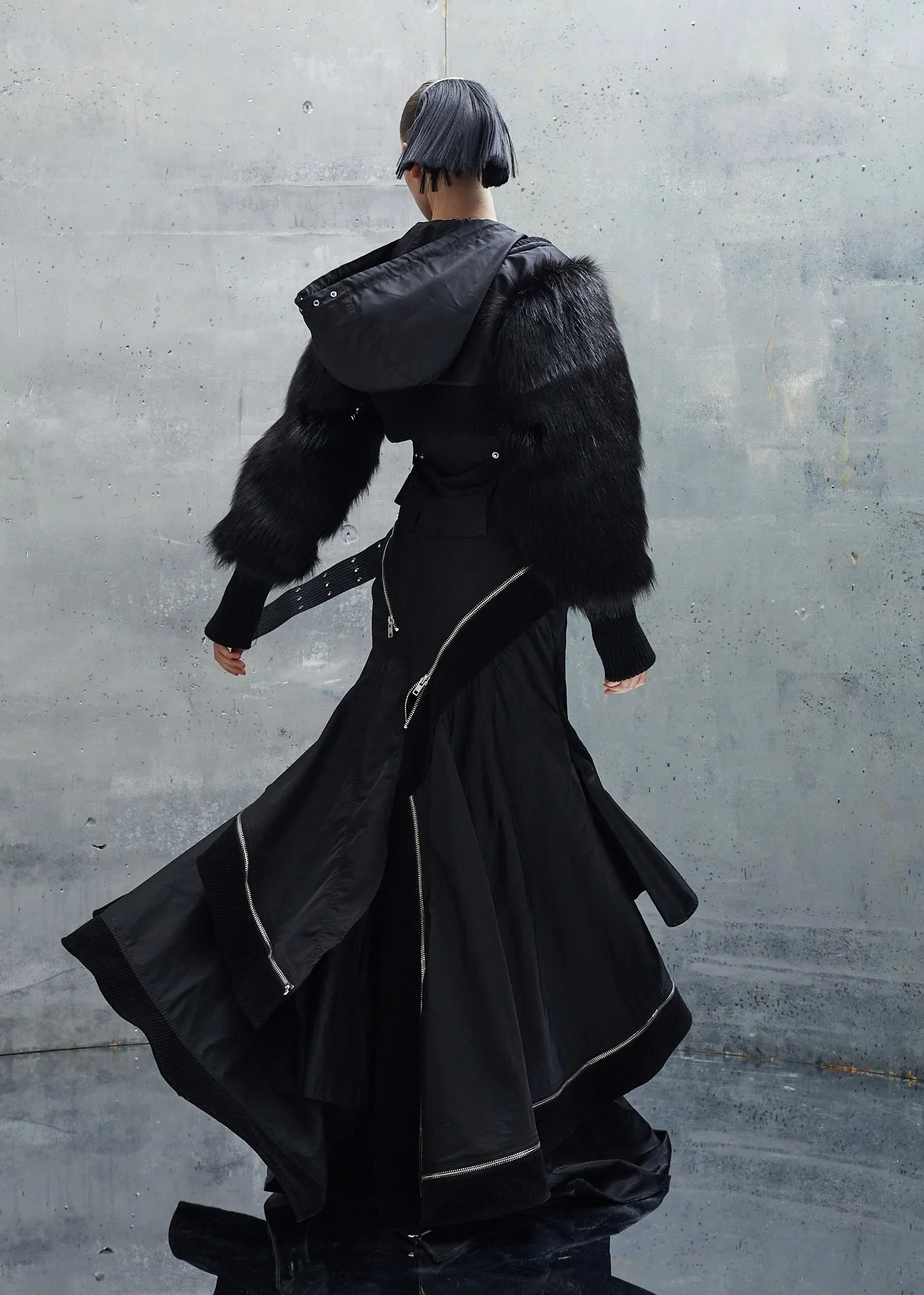 BOMBERJACKET FUR NYLON DRESS