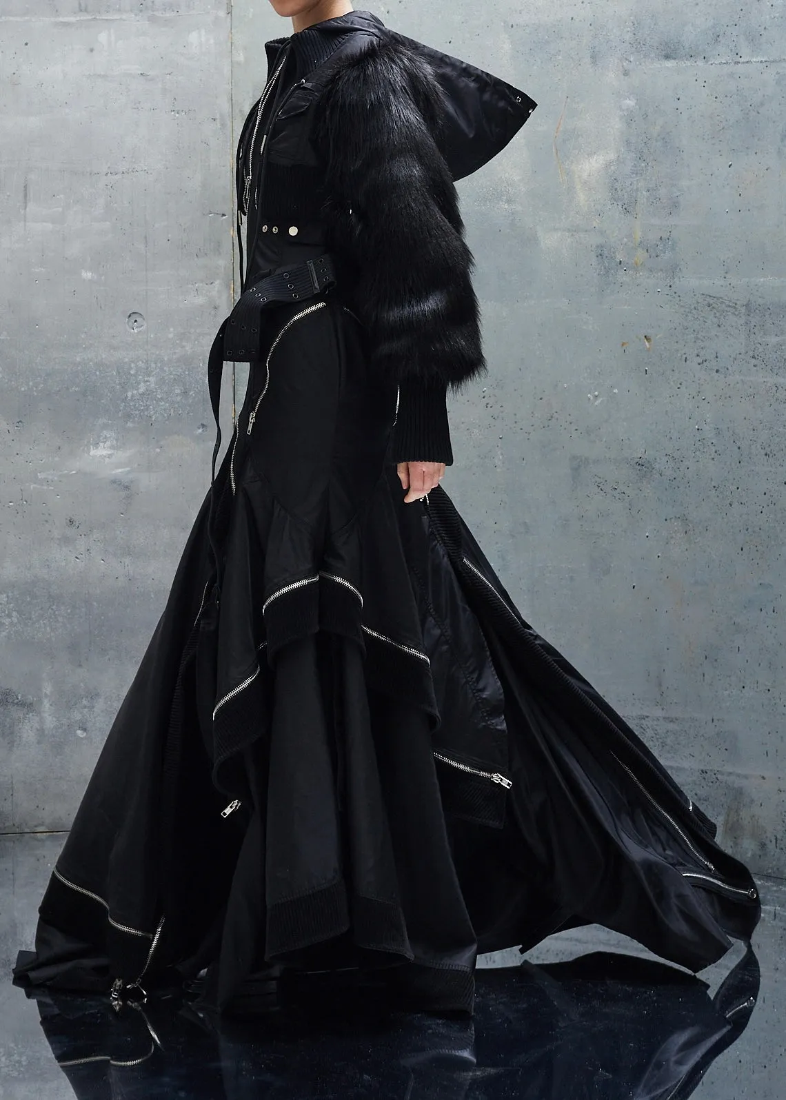 BOMBERJACKET FUR NYLON DRESS