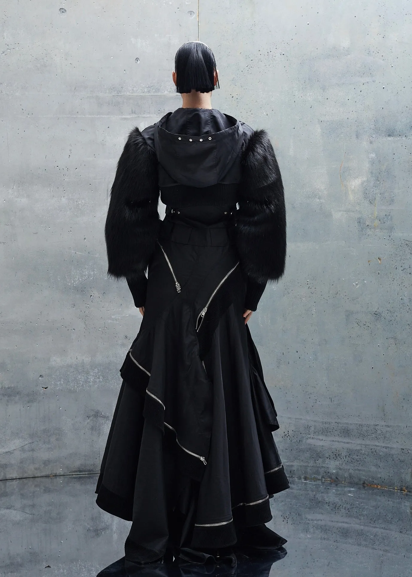 BOMBERJACKET FUR NYLON DRESS