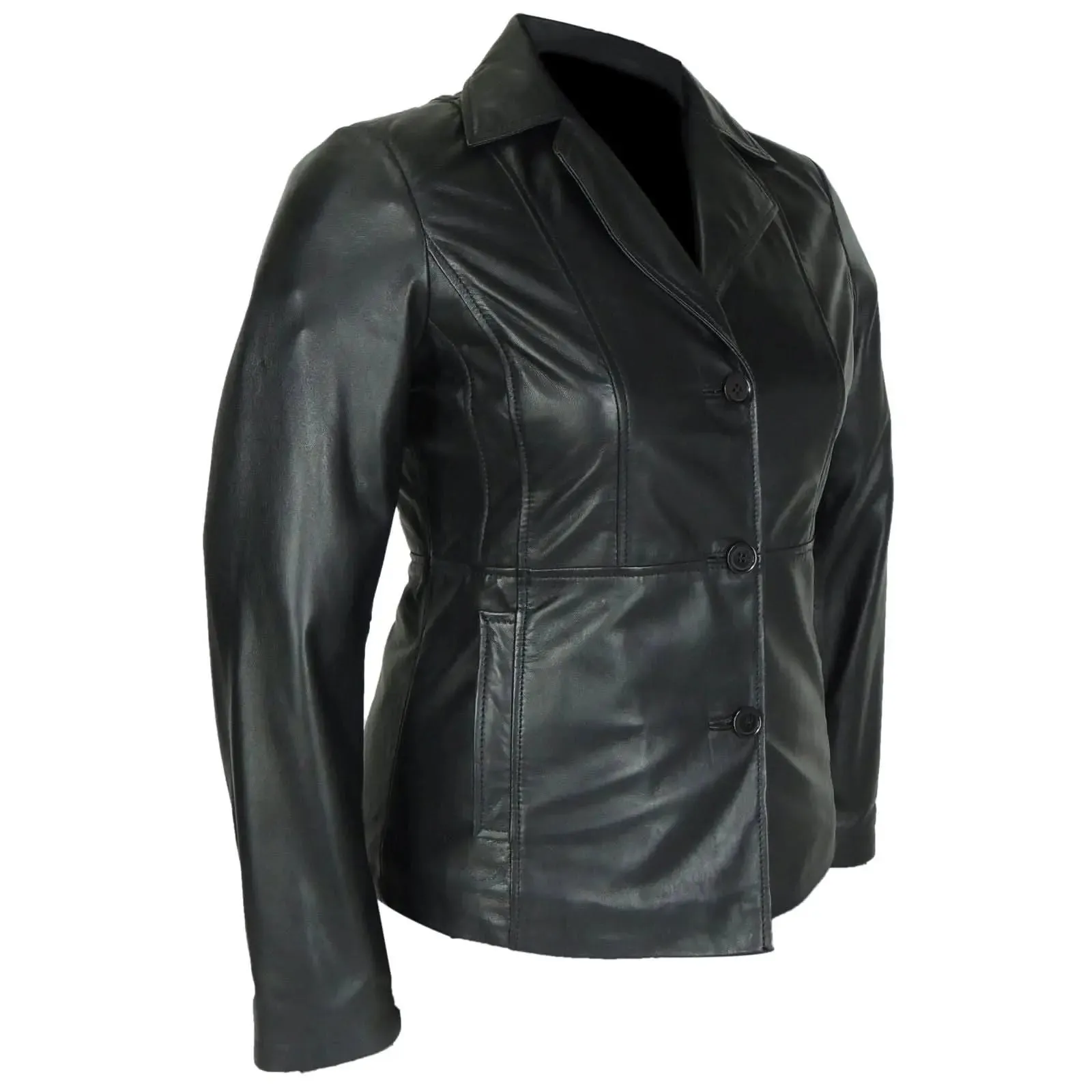 Capri Women's Premium Lambskin 3-Button Leather Jacket