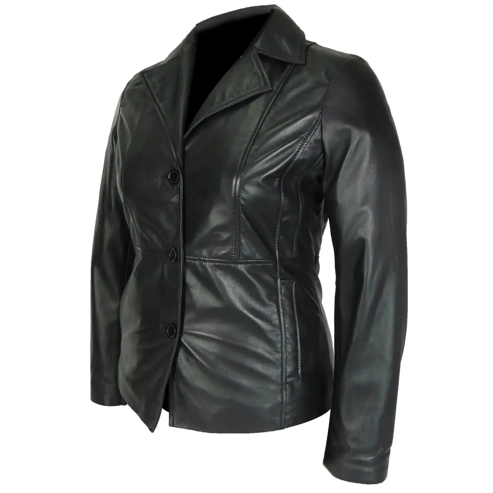 Capri Women's Premium Lambskin 3-Button Leather Jacket