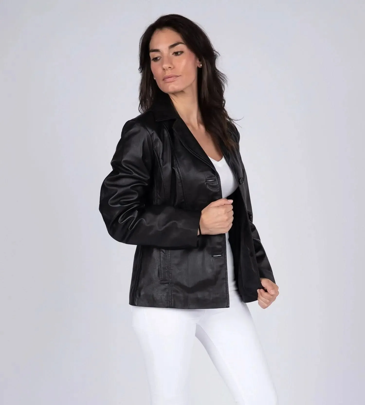 Capri Women's Premium Lambskin 3-Button Leather Jacket