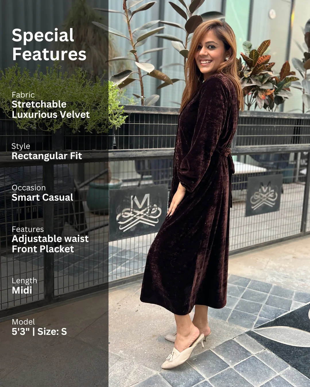 Cocoa Brown Velvet Shirt Dress