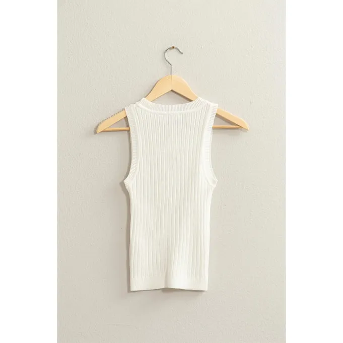 Fae Ribbed Tank Top White