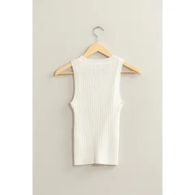 Fae Ribbed Tank Top White