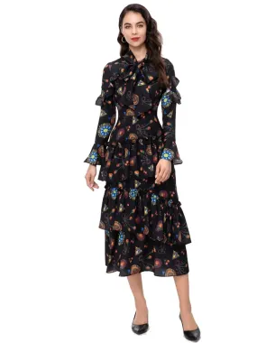 Flare Sleeve Women's Slim Ruffles Dress