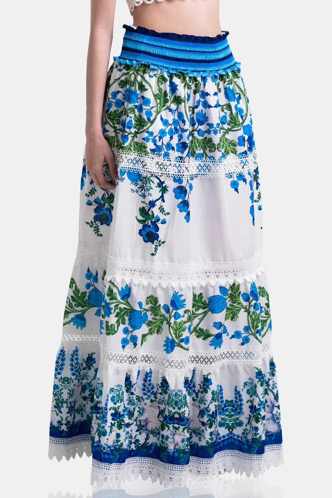Floral Print Maxi Skirt in Cotton