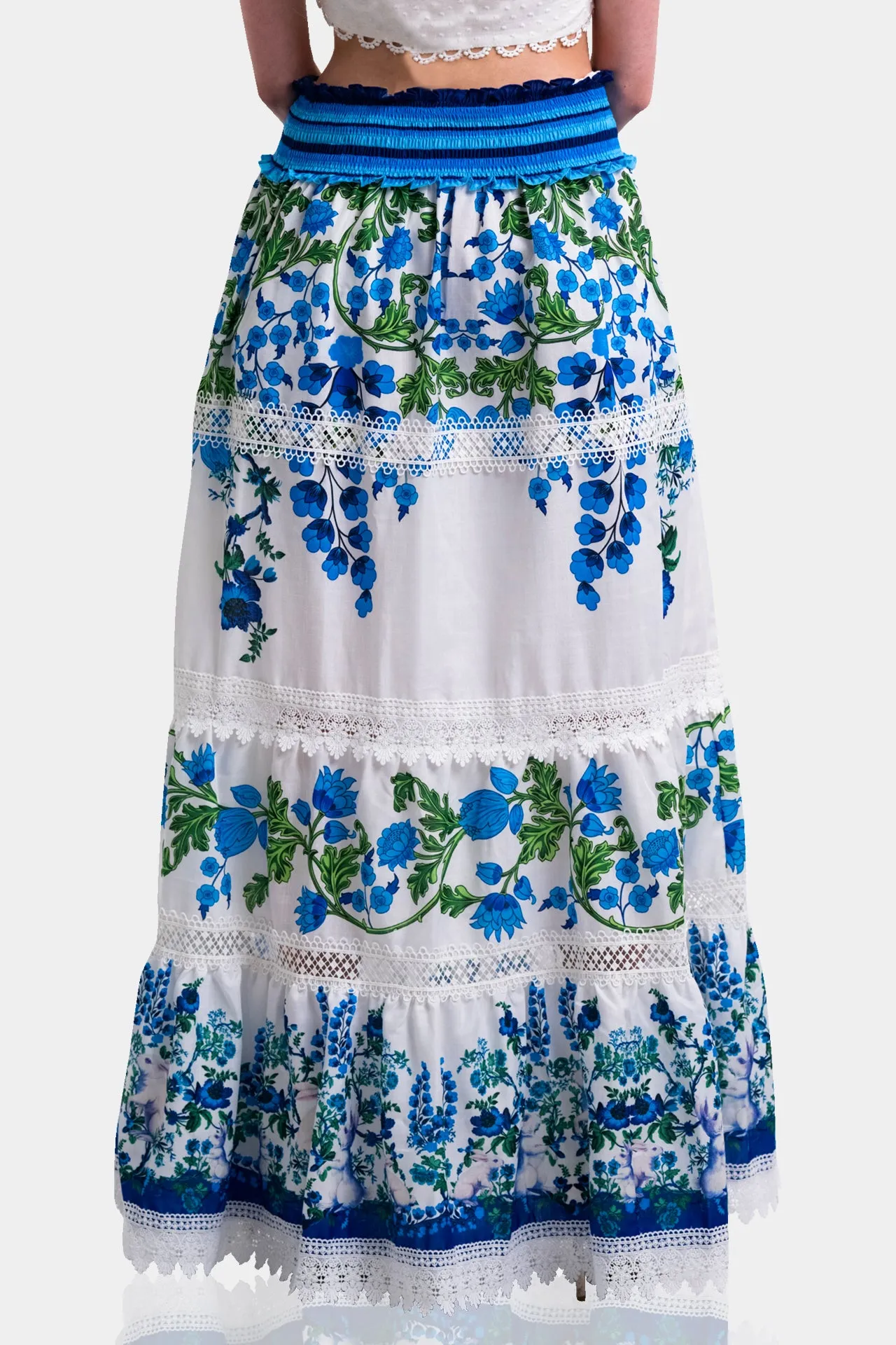 Floral Print Maxi Skirt in Cotton