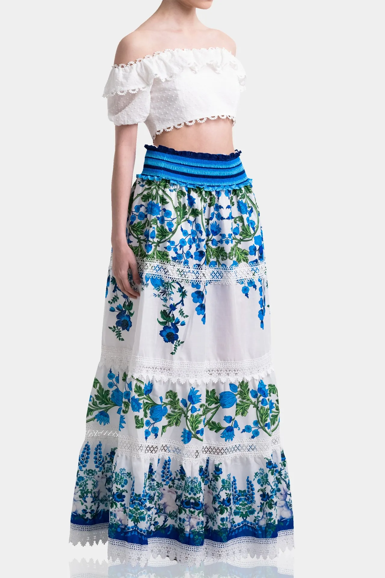 Floral Print Maxi Skirt in Cotton