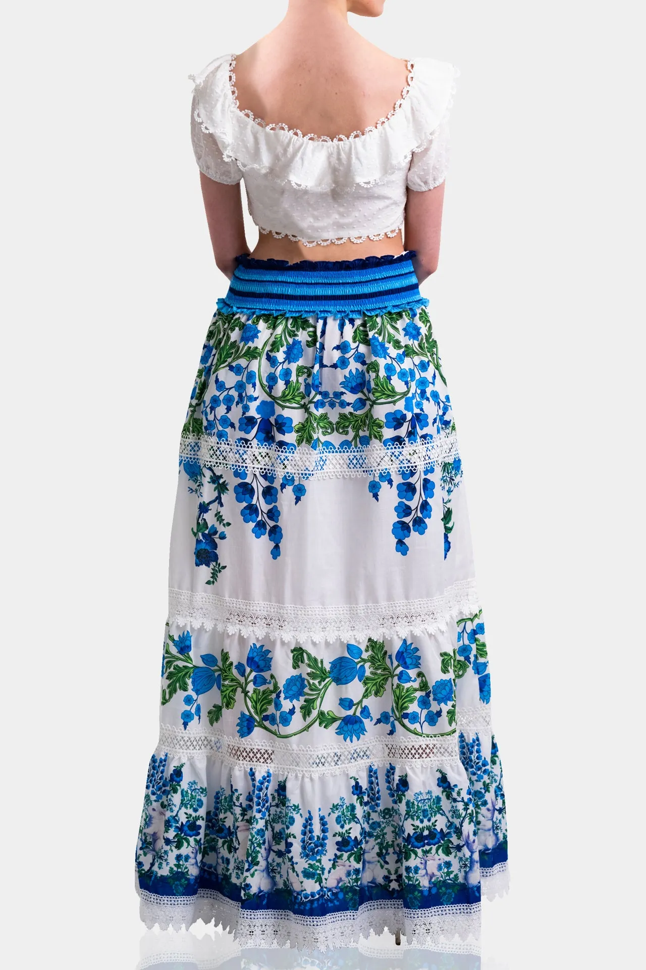 Floral Print Maxi Skirt in Cotton