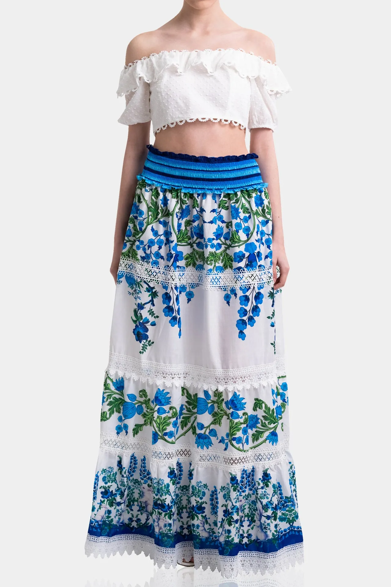 Floral Print Maxi Skirt in Cotton