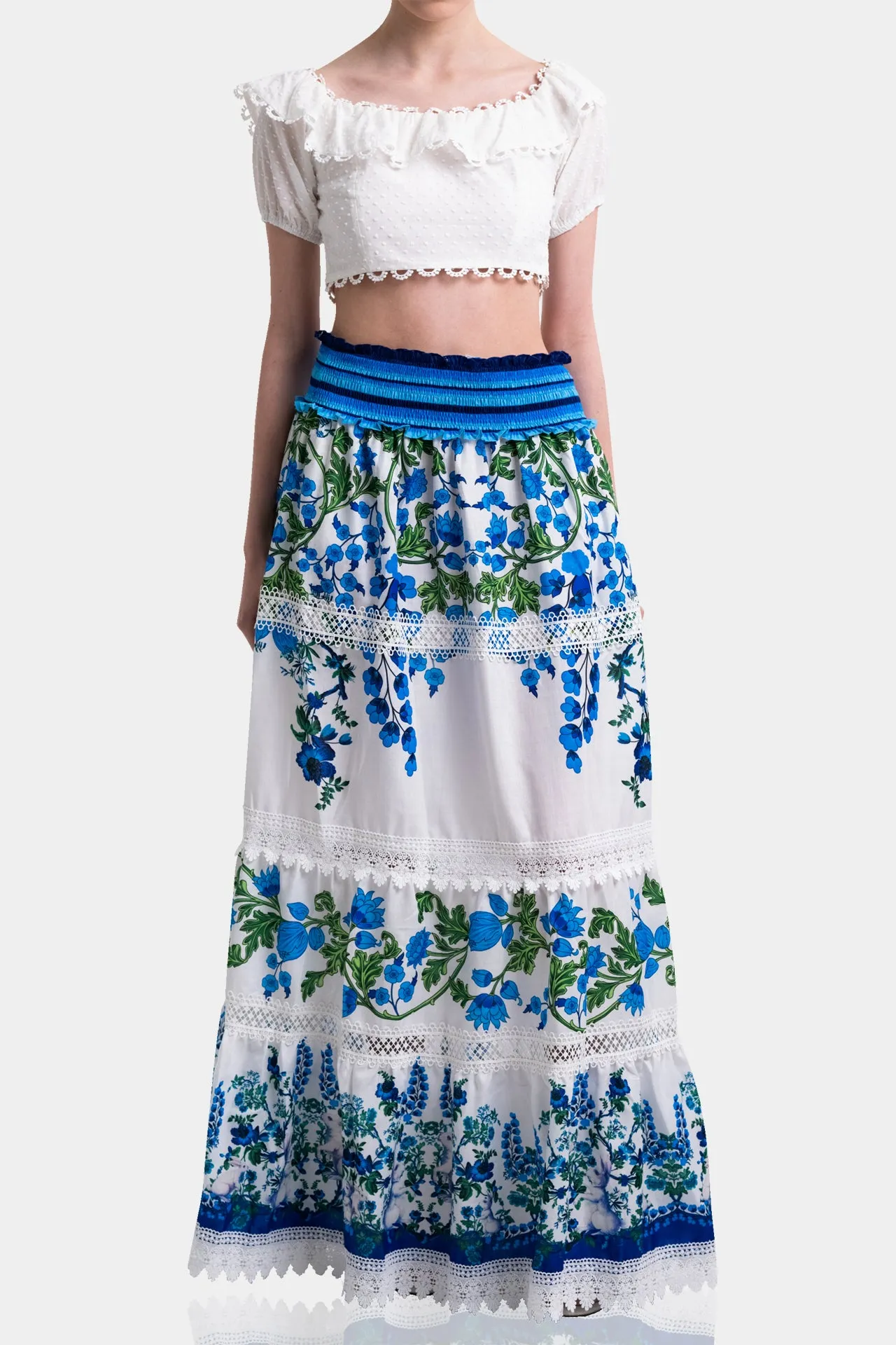 Floral Print Maxi Skirt in Cotton