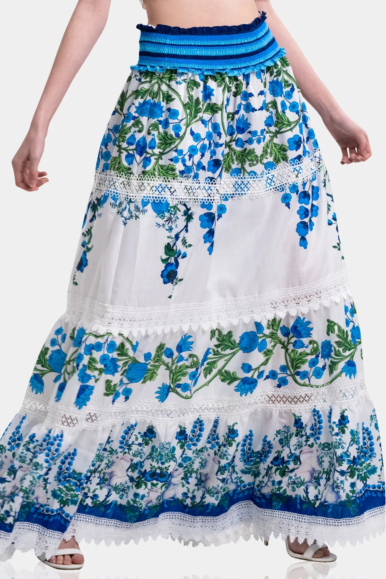 Floral Print Maxi Skirt in Cotton
