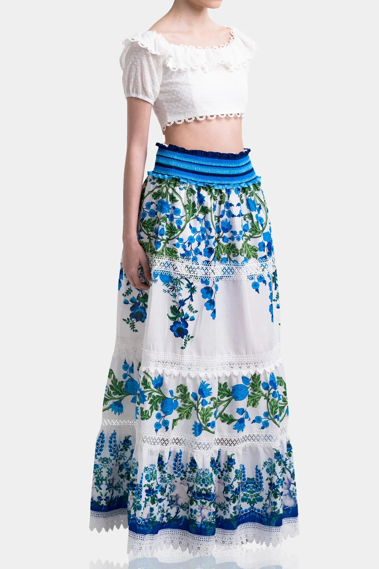 Floral Print Maxi Skirt in Cotton