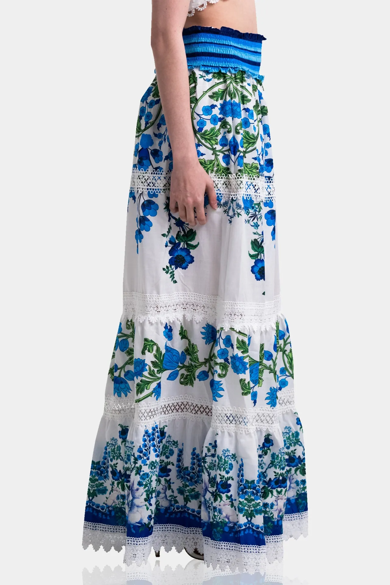 Floral Print Maxi Skirt in Cotton