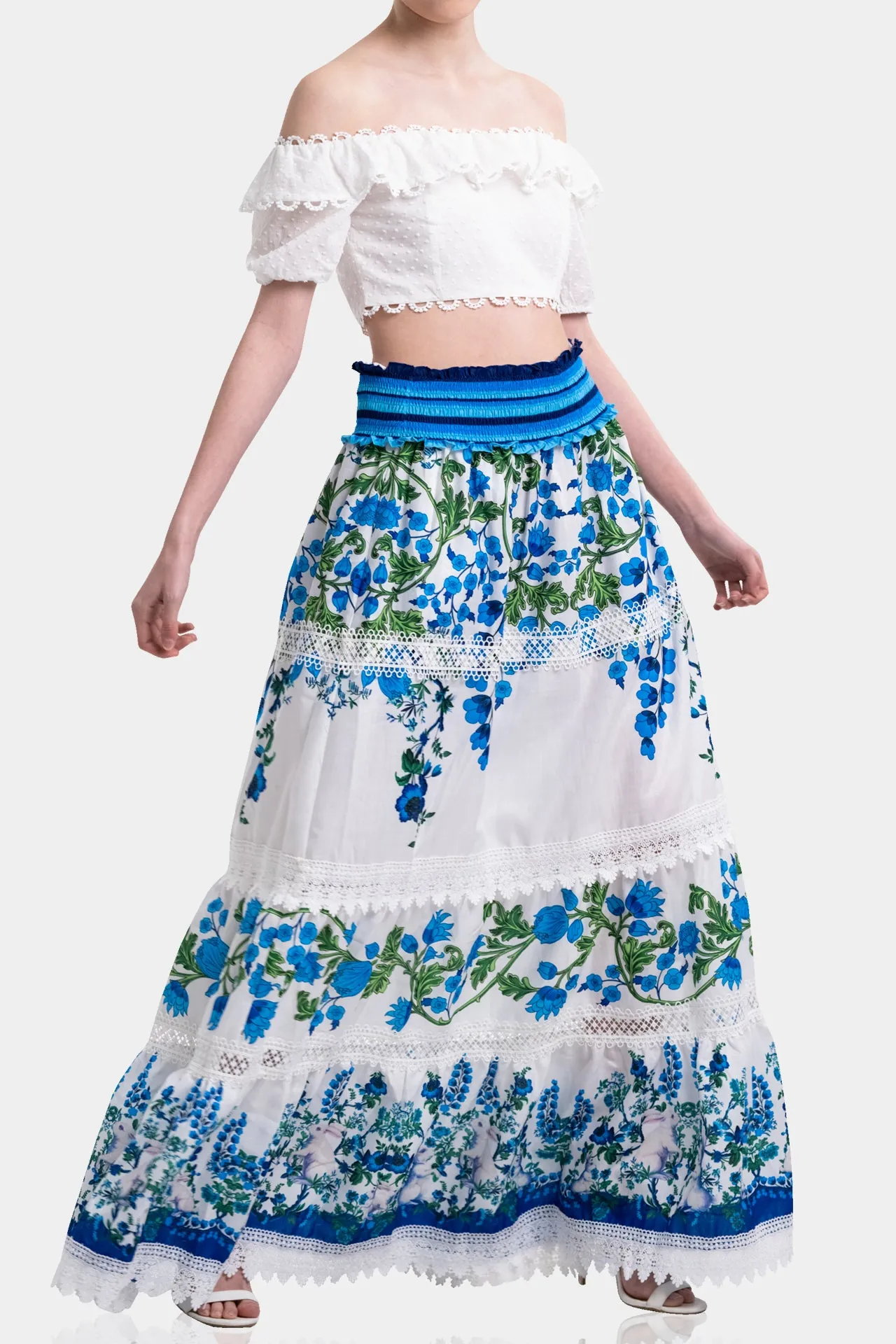 Floral Print Maxi Skirt in Cotton