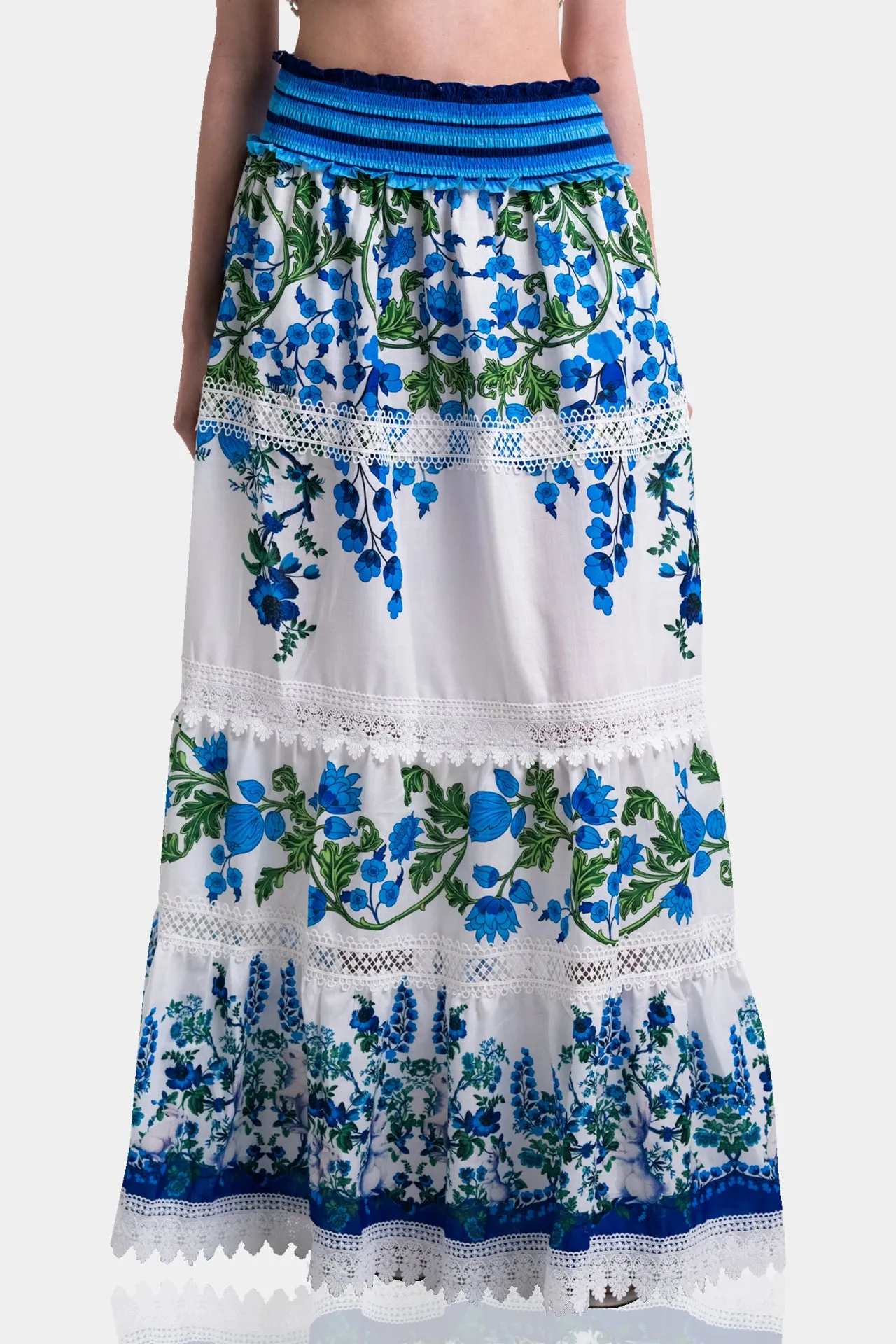 Floral Print Maxi Skirt in Cotton