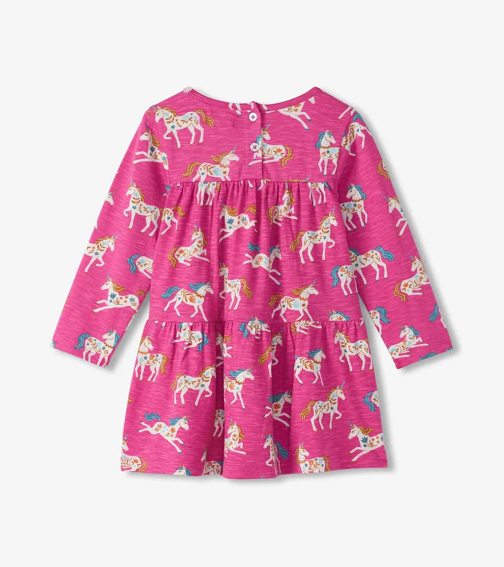 Hatley Gathered Tier Dress - Folksy Unicorn