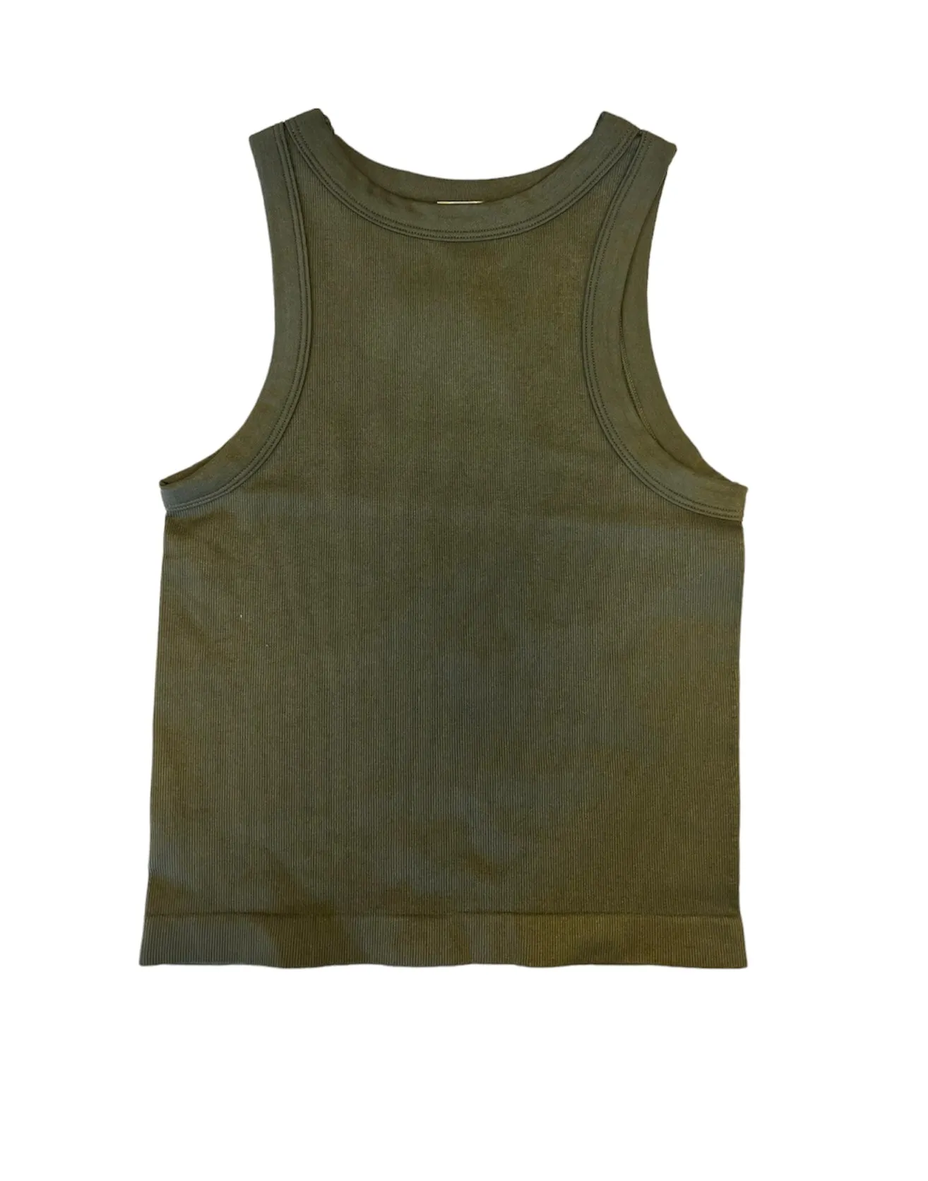 Malibu Sugar Girls Dark Olive Ribbed SL Top
