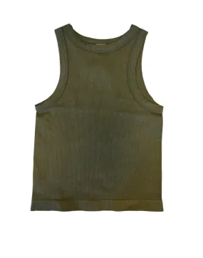 Malibu Sugar Girls Dark Olive Ribbed SL Top