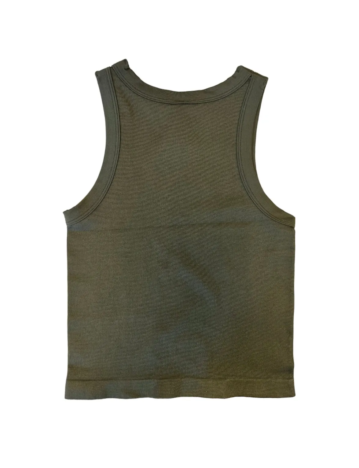 Malibu Sugar Girls Dark Olive Ribbed SL Top
