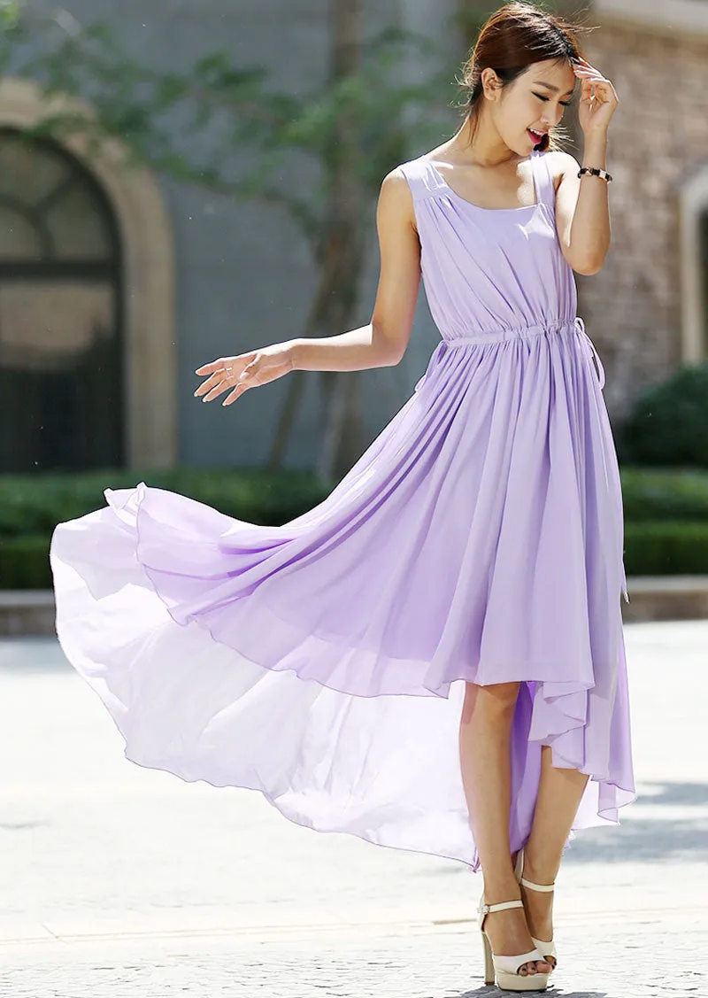 Maxi purple chiffon dress (992)