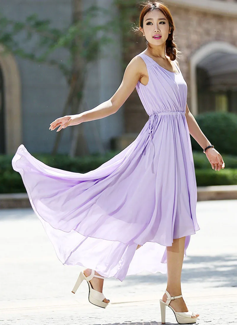 Maxi purple chiffon dress (992)