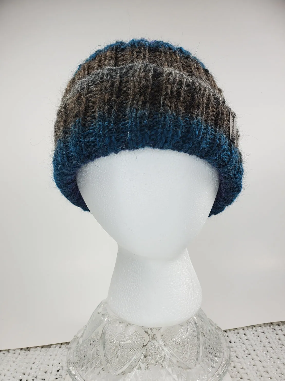 Men's Alpaca and Merino Wool Watch Cap | Purple Gray Blue Super Stretchy Knitted Winter Hat | Unisex | USA Made