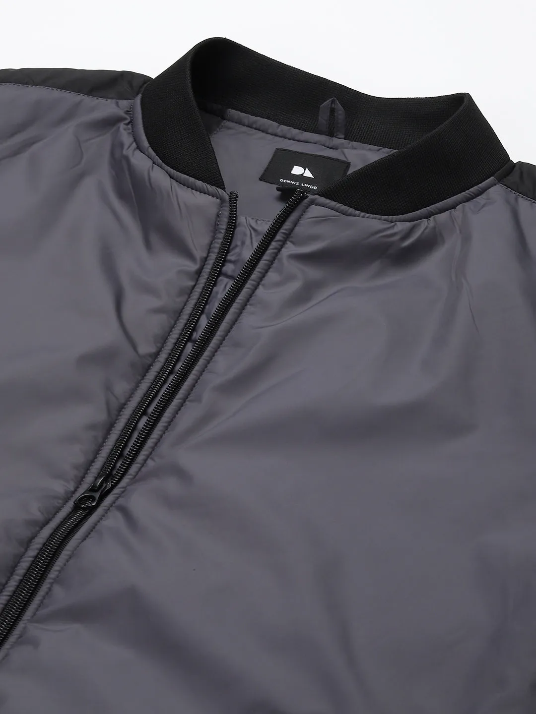 Men's Dark Grey Regular Fit Winterwear Bomber Jacket