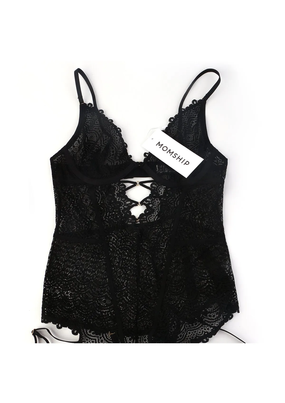 MOMSHIP Unlined Underwire Lace Low Back Teddy