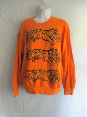 NEW TRIPLE TIGER CAT Throw-back Sweatshirt Top Coverup Jacket XL TANGERINE ORANGE