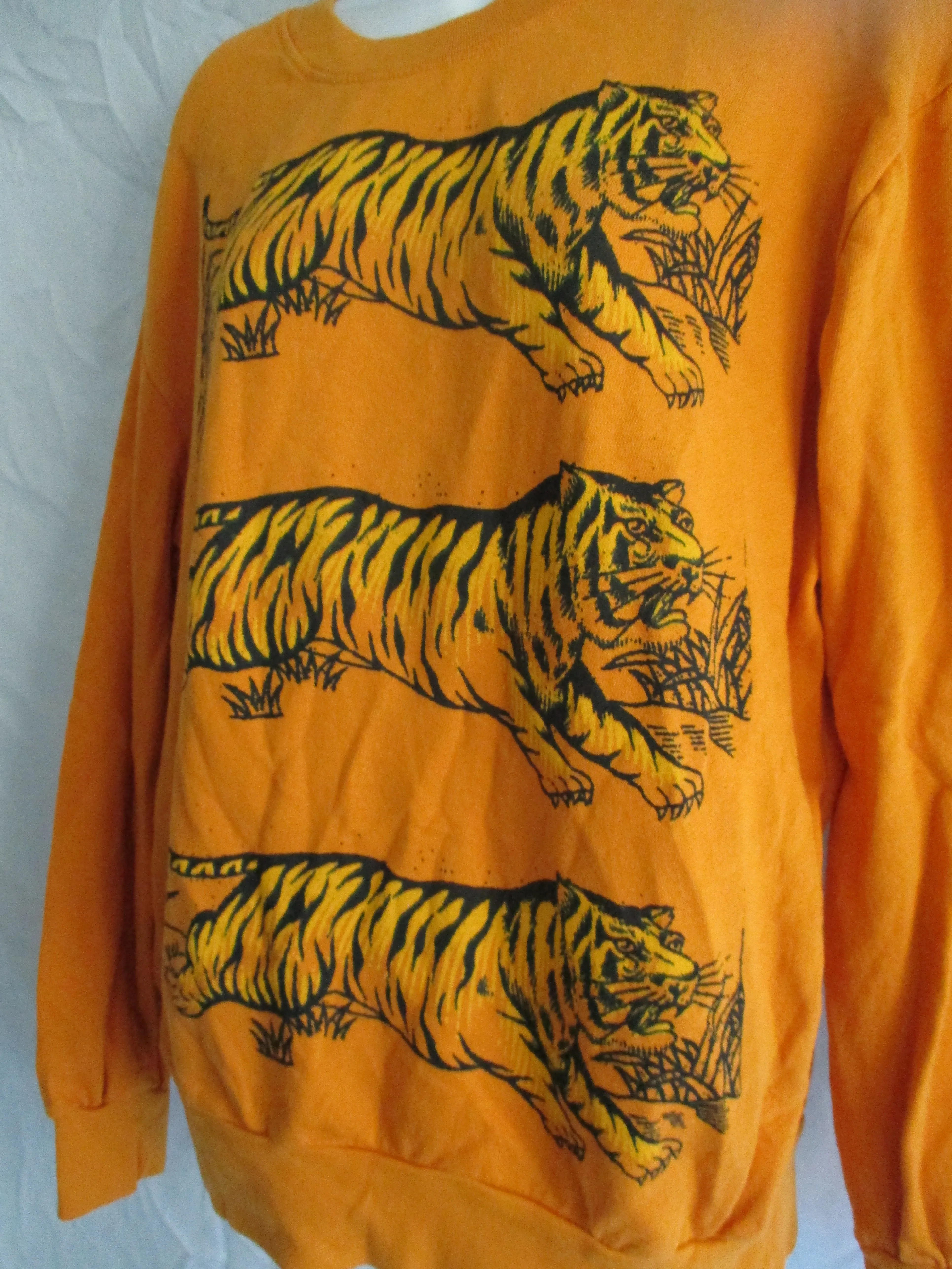 NEW TRIPLE TIGER CAT Throw-back Sweatshirt Top Coverup Jacket XL TANGERINE ORANGE
