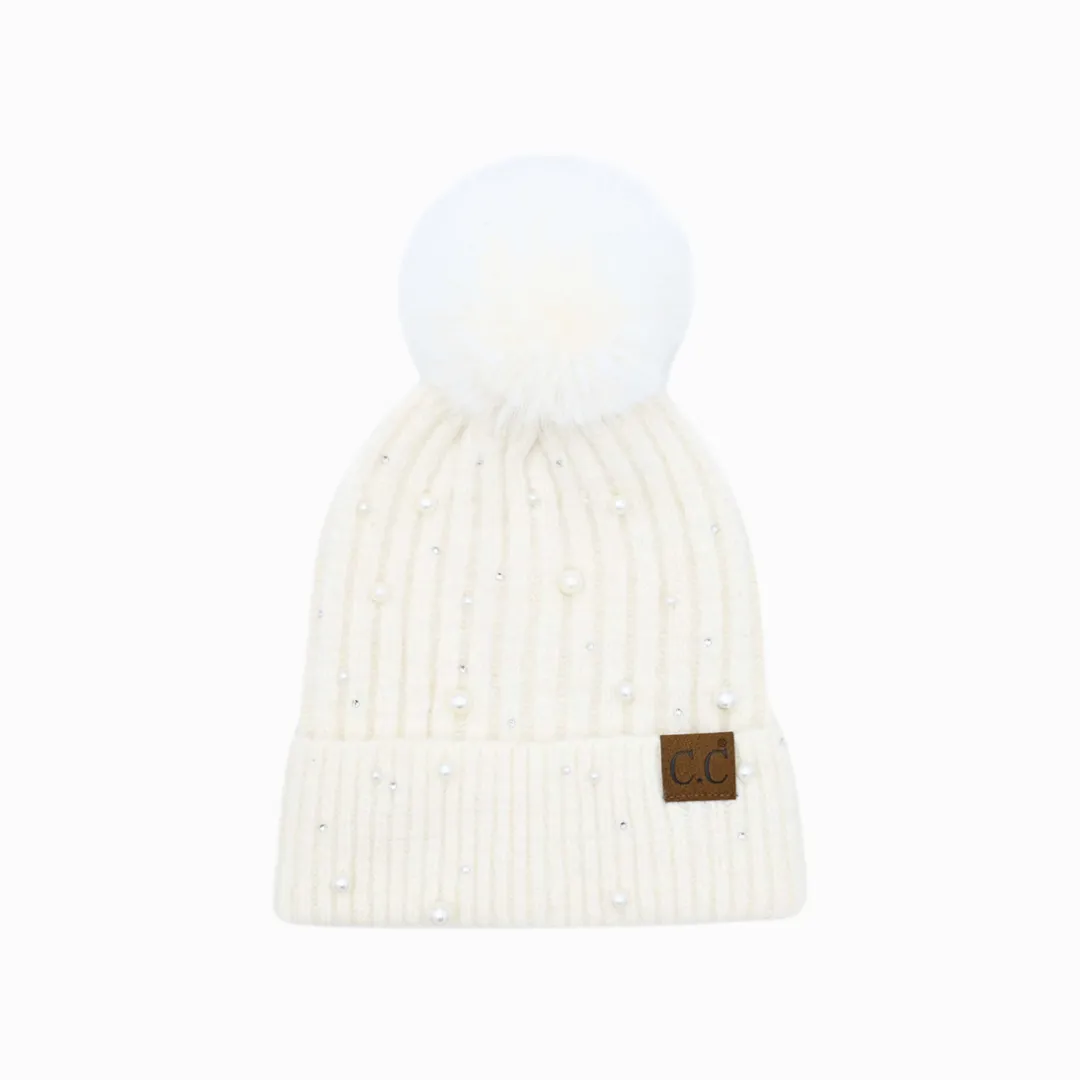 Pearl Pom Beanie